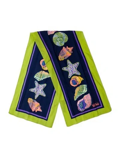 Pre-owned Bob Mackie Wearable Art Silk Printed Scarf In Multi