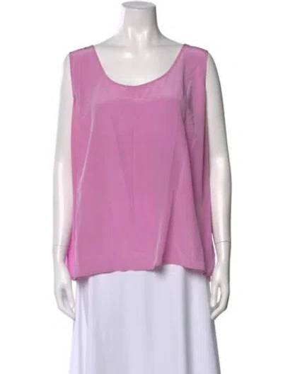 Pre-owned Bob Mackie Wearable Art Silk Scoop Neck Top In Purple