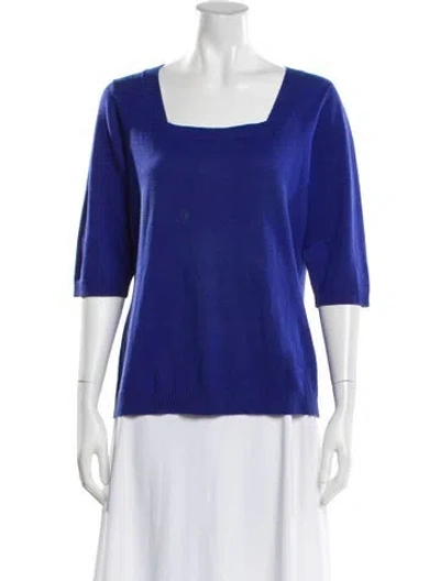 Pre-owned Bob Mackie Wearable Art Silk Square Neckline Top In Blue