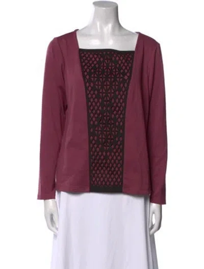 Pre-owned Bob Mackie Wearable Art Square Neckline Long Sleeve Blouse In Pink