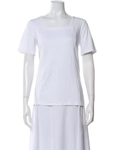 Pre-owned Bob Mackie Wearable Art Square Neckline Short Sleeve T-shirt In White