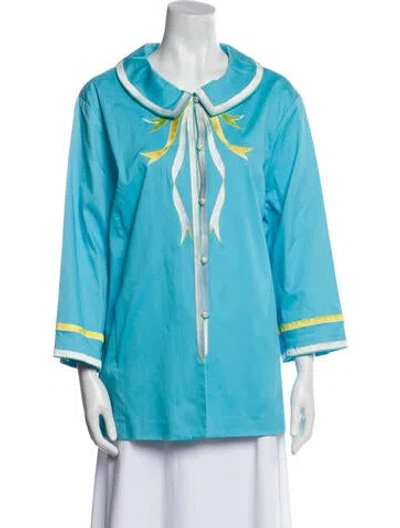 Pre-owned Bob Mackie Wearable Art Striped Jacket In Blue