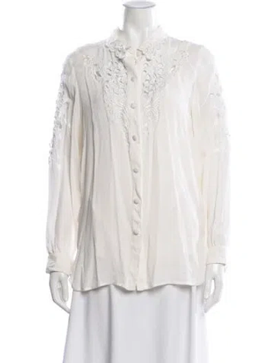 Pre-owned Bob Mackie Wearable Art Vintage Silk Top In Neutral