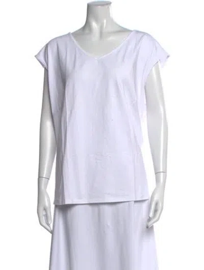 Pre-owned Bob Mackie Wearable Art V-neck Short Sleeve T-shirt In White