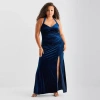 Bob Mackie Womens Plus Sleeveless Evening Gown In Blue