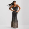 Bob Mackie Womens Sleeveless Sequin Evening Gown In Black