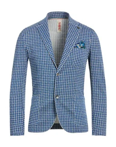 Bob Man Blazer Azure Size 36 Cotton, Polyester, Elastane In Blue