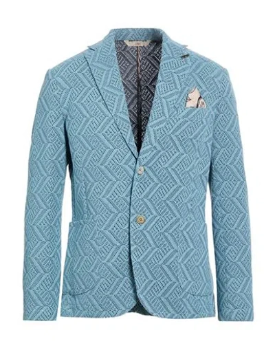 Bob Man Blazer Azure Size 40 Cotton, Polyester In Blue