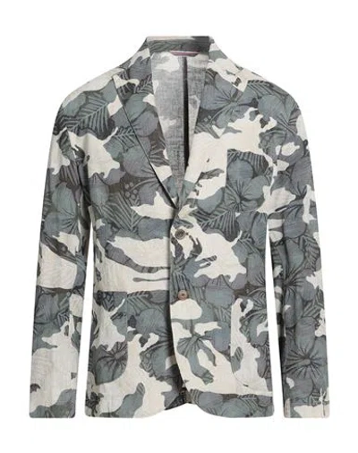Bob Man Blazer Beige Size 42 Cotton, Elastane In Gray
