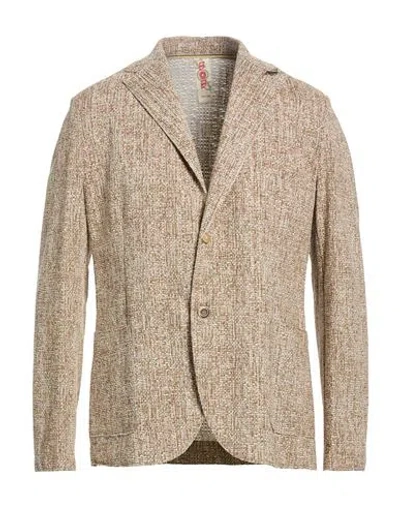Bob Man Blazer Camel Size 44 Cotton, Polyester, Elastane In Brown