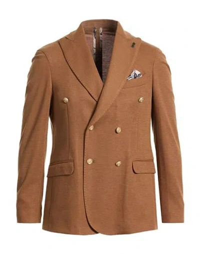 Bob Man Blazer Camel Size 44 Polyester, Viscose, Elastane In Brown