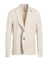 Bob Man Blazer Cream Size 44 Cotton, Elastane In Neutral