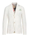 Bob Man Blazer Cream Size 44 Cotton, Polyester, Polyamide In Gray