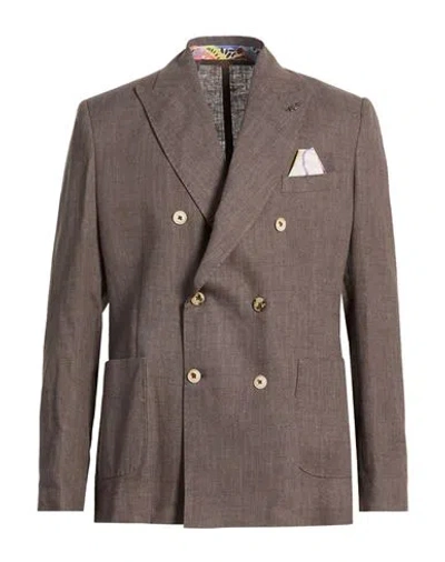 Bob Man Blazer Dark Brown Size 44 Linen