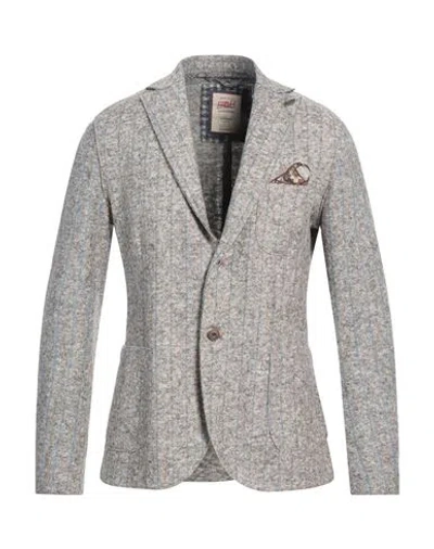 Bob Man Blazer Grey Size 42 Virgin Wool, Cotton, Polyester In Gray