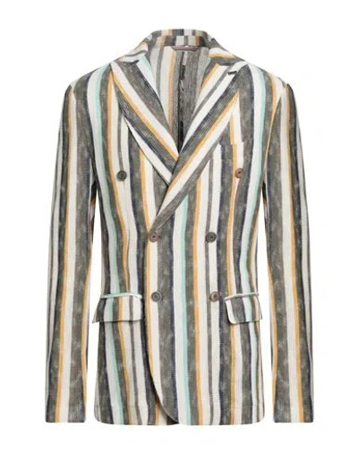 Bob Man Blazer Ivory Size 44 Cotton, Polyester In Multi
