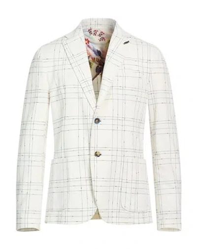 Bob Man Blazer Ivory Size 44 Cotton, Polyester, Polyamide In Multi