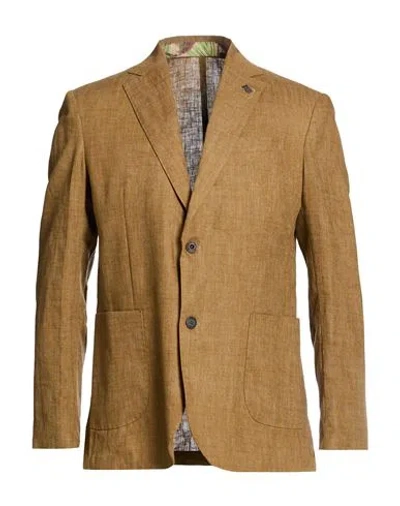 Bob Man Blazer Khaki Size 40 Linen In Sand