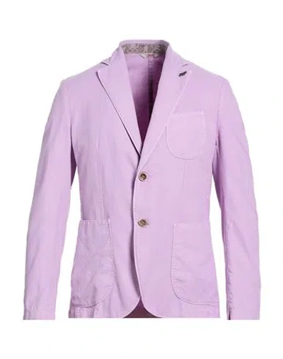 Bob Man Blazer Lilac Size 40 Cotton, Linen, Polyester In Purple