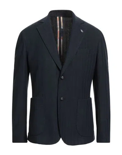 Bob Man Blazer Midnight Blue Size 42 Polyester, Viscose, Elastane In Black