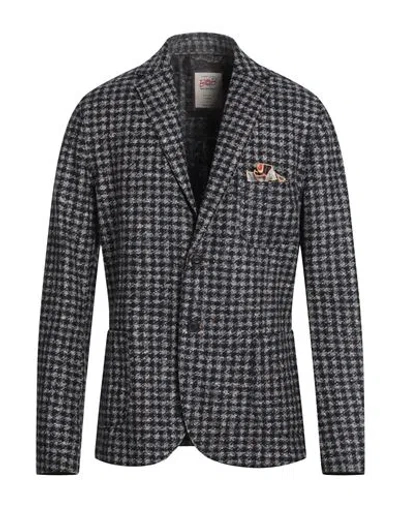 Bob Man Blazer Midnight Blue Size 44 Virgin Wool, Polyester, Silk In Animal Print