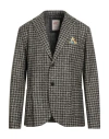 Bob Man Blazer Military Green Size 44 Virgin Wool, Polyester, Silk In Animal Print