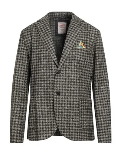 Bob Man Blazer Military Green Size 44 Virgin Wool, Polyester, Silk In Animal Print