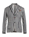 Bob Man Blazer Navy Size 38 Linen In Multi