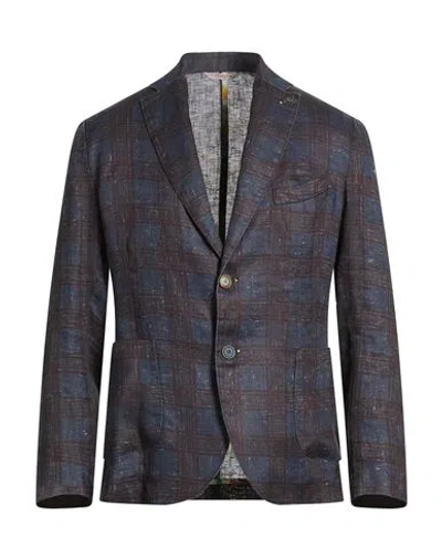 Bob Man Blazer Navy Size 40 Linen In Multi