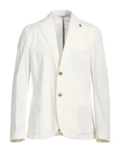 Bob Man Blazer Off White Size 42 Cotton, Elastane In Multi