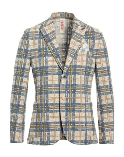 Bob Man Blazer Slate Blue Size 44 Cotton, Polyester, Elastane In Multi