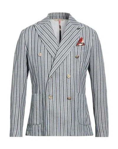 Bob Man Blazer Slate Blue Size 44 Polyester, Cotton In Gray