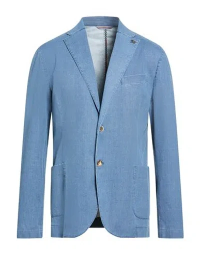 Bob Man Blazer Slate Blue Size 48 Cotton, Elastane