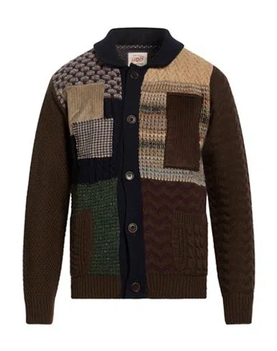 Bob Man Cardigan Brown Size M Acrylic, Wool In Multi