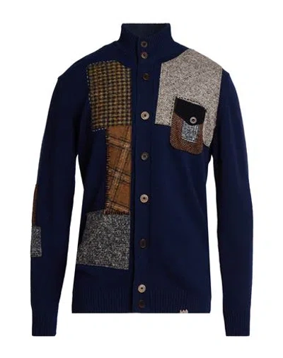 Bob Man Cardigan Navy Size Xxl Wool, Polyamide In Blue