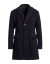 Bob Man Coat Navy Size 42 Polyester, Acrylic, Wool, Elastane In Black