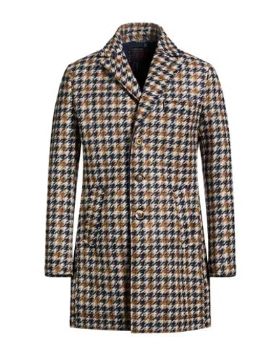 Bob Man Coat Navy Size 46 Polyester, Acrylic, Virgin Wool, Elastane In Brown