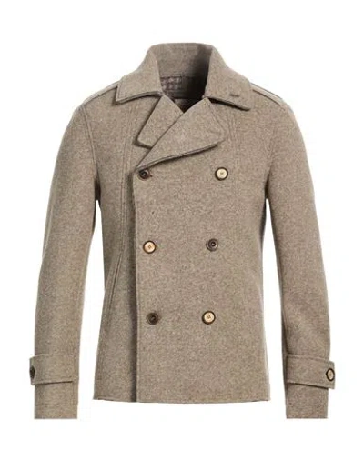 Bob Man Coat Taupe Size 44 Polyester, Acrylic, Virgin Wool, Elastane In Brown