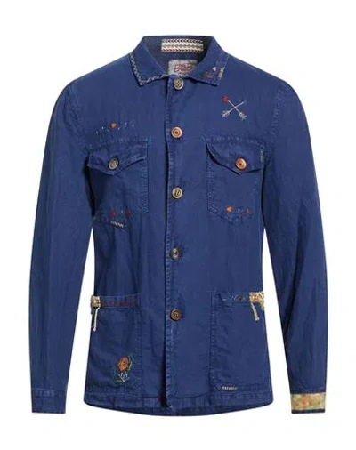 Bob Man Jacket Blue Size 44 Linen, Cotton In Multi