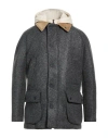 Bob Man Jacket Charcoal Size 44 Polyester, Acrylic, Virgin Wool, Elastane In Blue
