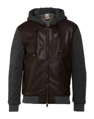 Bob Man Jacket Dark Brown Size 36 Virgin Wool, Polyester, Polyurethane In Multi