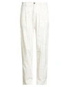 Bob Man Pants Ivory Size 38 Cotton, Polyester, Elastane In White