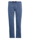 Bob Man Pants Slate Blue Size 36 Cotton, Elastane In Blue