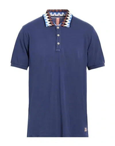 Bob Man Polo Shirt Navy Size L Cotton In Blue
