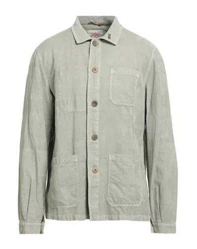 Bob Man Shirt Sage Green Size 44 Cotton, Linen In Gray