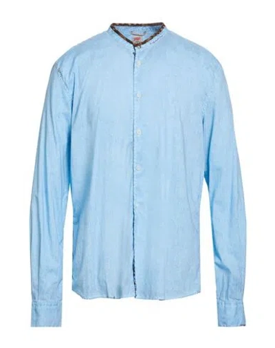 Bob Man Shirt Sky Blue Size 4xl Linen, Cotton