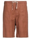 Bob Man Shorts & Bermuda Shorts Brown Size 40 Linen, Cotton, Elastane In Brown