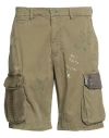 Bob Man Shorts & Bermuda Shorts Military Green Size 38 Cotton, Elastane