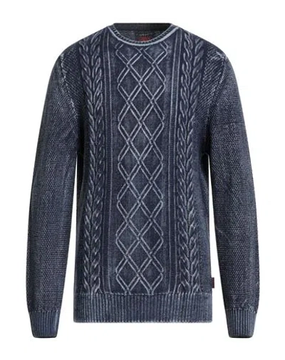 Bob Man Sweater Navy Size Xl Virgin Wool In Blue