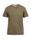 Bob Man T-shirt Military Green Size L Linen, Cotton, Polyester In Brown